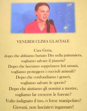 Il post di Radio Maria contro Greta Thunberg