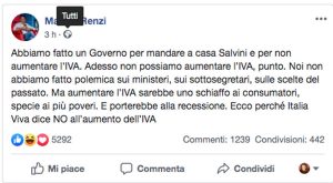 Il post di Matteo Renzi sull'Iva