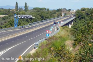Viterbo - Superstrada - Il cantiere all'altezza dello svincolo di Bagnaia