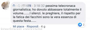 Macchina di Santa Rosa - Uno dei tantissimi commenti che criticano la diretta