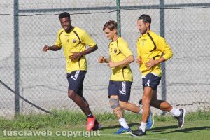 Sport - Calcio - Viterbese - L'allenamento di ieri - Da sinistra: Besea, Corinti e De Falco