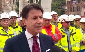 Genova - Il premier Conte alla cerimonia del nuovo viadotto Polcevera