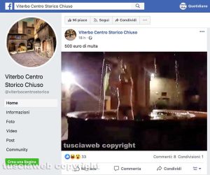Viterbo - Stefano Caporossi, tuffo nella fontana a piazza del Gesù - Il post su Facebook