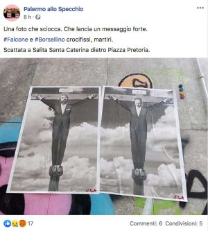 Il post pubblicato sulla pagina Facebook "Palermo allo specchio" 