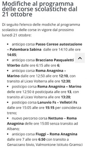 Variazioni di orario Cotral