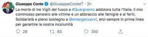 Alessandria - Il tweet di Giuseppe Conte sull'esplosione in una casina