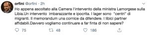 Il post di Orfini sull'intervento del ministro Lamorgese sul memorandum con la Libia