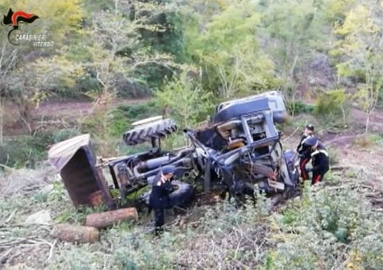 Soriano nel Cimino - Incidente mortale sul lavoro - I carabinieri sul posto