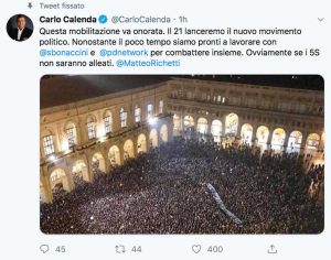 Il Tweet di Carlo Calenda che annuncia il suo nuovo partito