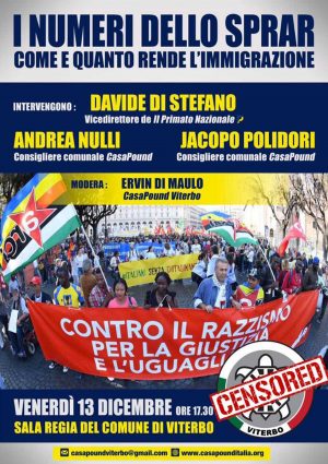 La locandina dell'incontro di CasaPound