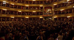 Milano - Il presidente della Repubblica Sergio Mattarella alla prima della Tosca alla Scala