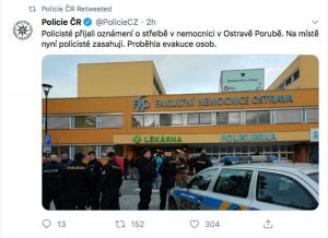 Il post della polizia sulla sparatoria nell'ospedale di Ostrava 