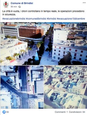 Brindisi - Il post del comune sul disinnesco di un ordigno 