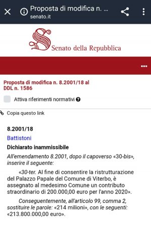 L'immagine dell'emendamento di Battistoni