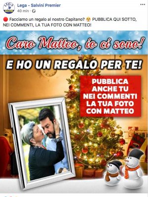 La Lega lancia i selfie-regalo per Salvini