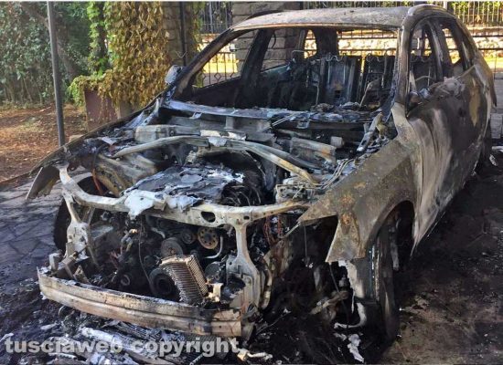 Viterbo – La macchina dell’avvocato Alabiso distrutta dalle fiamme