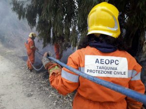Tarquinia - L'incendio domato dai volontari Aeopc