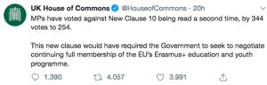 Londra - La Camera dei Comuni rende nota la bocciatura in aula della "New clause 10" 