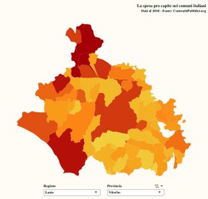 Economia - La mappa della spesa per contratti pubblici nei comuni della Tuscia
