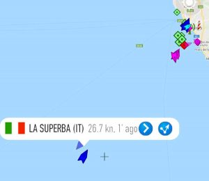 La posizione della nave "La Superba" della Grimaldi Lines, dove il 118 ha soccorso un uomo