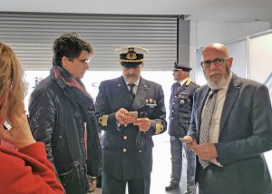 Il presidente dell’Adsp, Francesco Maria di Majo; il comandante della direzione marittima del Lazio, Vincenzo Leone e il sindaco di Civitavecchia Ernesto Tedesco