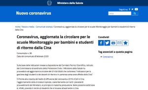 Roma - Coronavirus, l'aggiornamento della circolare per le scuole 