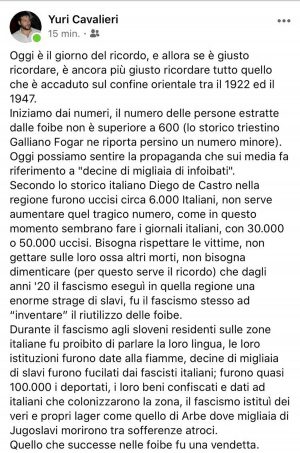 Il post di Yuri Cavalieri