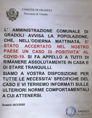 Gradoli - Coronavirus - L'avviso dell'amministrazione comunale