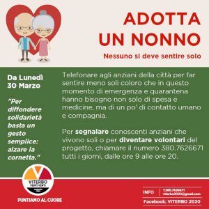 Viterbo - L'iniziativa di Viterbo 2020 'Adotta un nonno'