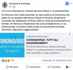 Pomezia - La comunicazione del comune di Pomezia sulla chiusura del liceo Pascal