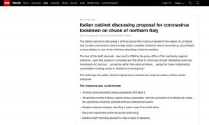 Fuga di notizie sul decreto coronavirus - Il post della Cnn