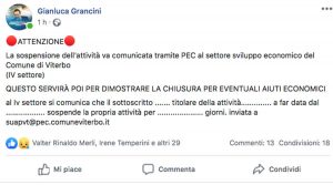 Il post della discordia di Grancini
