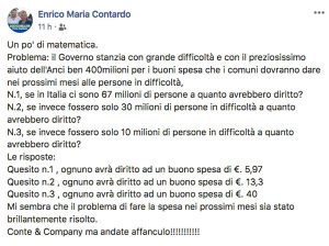 Il post di Enrico Contardo contro il provvedimento annunciato dal Governo 