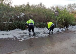 L'intervento della protezione civile Tuscia Viterbo in strada Palomba