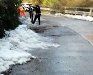 L'intervento della protezione civile Tuscia Viterbo in strada Palomba