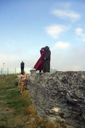 Dante, Virgilio e Brunetto Latini lungo il Flegetonte