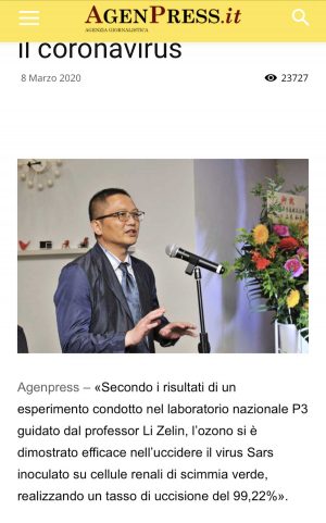 Agenpress riporta gli studi sull'ozono e il Covid-19