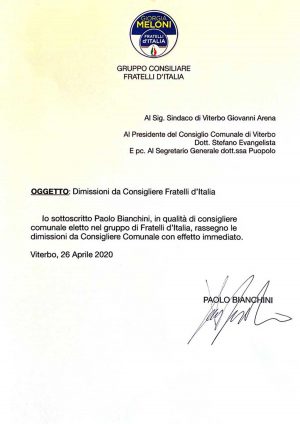 La lettera di Paolo Bianchini
