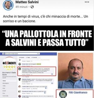 La frase contro Matteo Salvini - Il post del leader della Lega