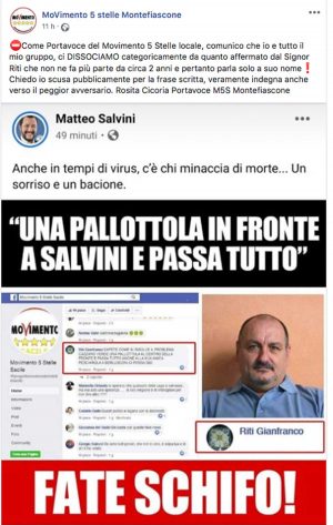 La frase contro Matteo Salvini - Il post del leader del Movimento 5 Stelle di Montefiascone