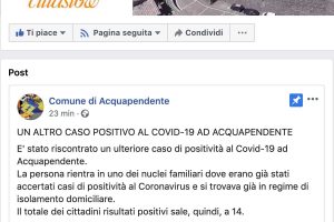 Il post Facebook del comune di Acquapendente
