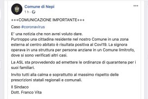 L'annuncio su Facebook del comune di Nepi