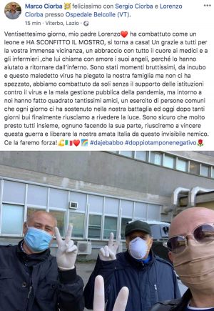Il post su Facebook di Marco Ciorba 