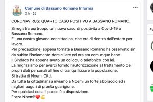 Il post Facebook del comune di Bassano Romano