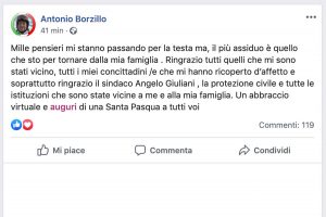 Il post su Facebook di Antonio Borzillo