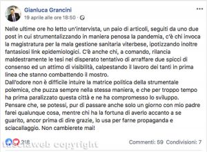 Il posto su Facebook di Gianluca Grancini