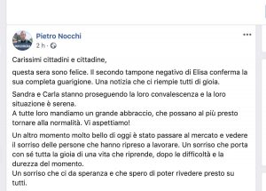 Il post su Facebook di Pietro Nocchi