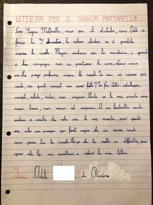 Riccione - La lettera di Adele al presidente Mattarella con la richiesta di aprire le scuole 