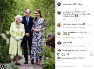 Londra - Gli auguri social di William e Kate Kate Middleton per il compleanno della regina Elisabetta