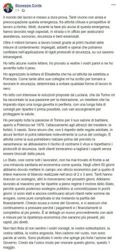 Roma - Il post del presidente del consiglio Conte in occasione del primo maggio